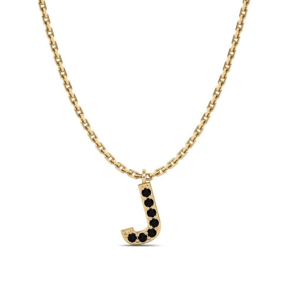 Round Black Sapphire Women's Necklace Avaja - J