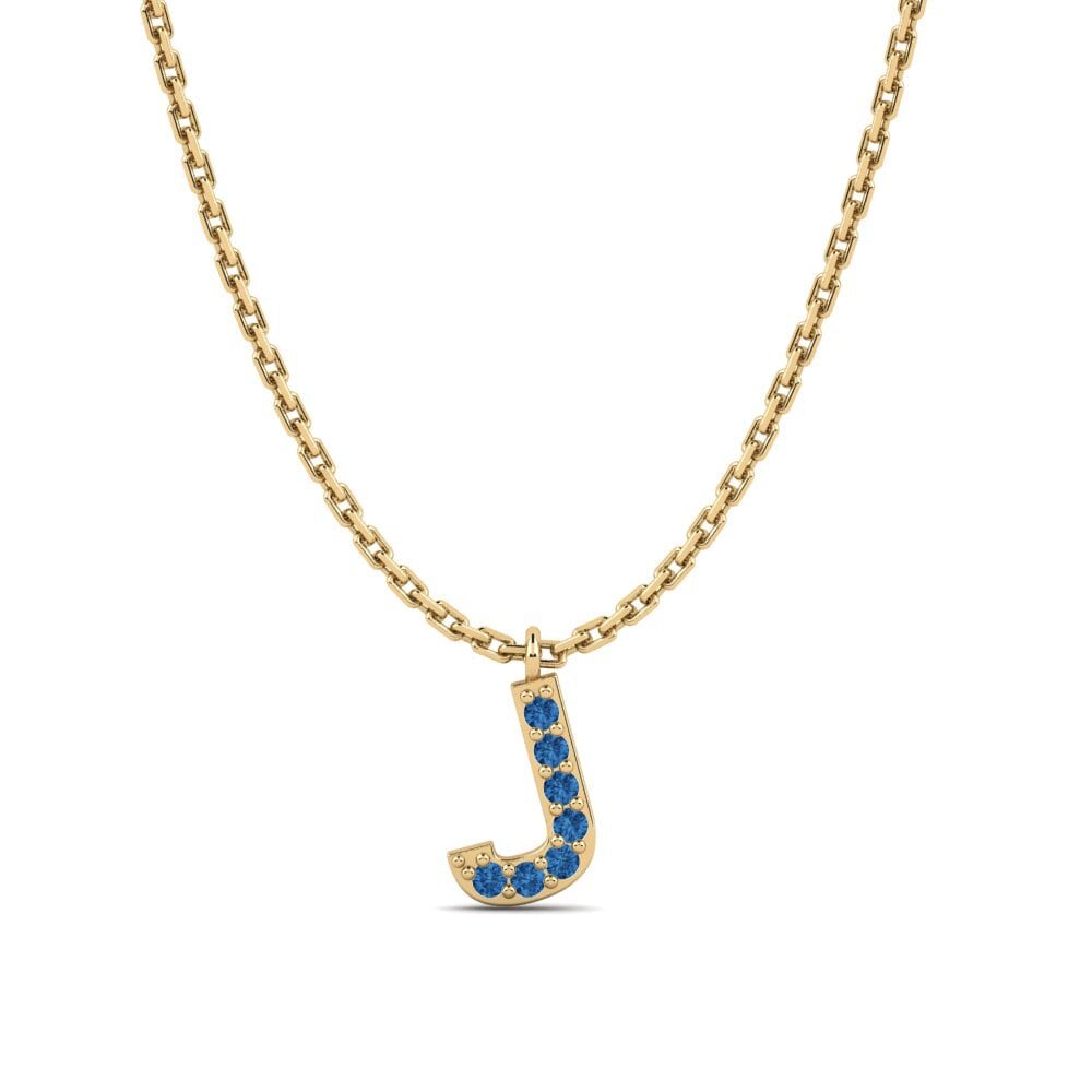 Round Dark Blue Zirconia Women's Necklace Avaja - J