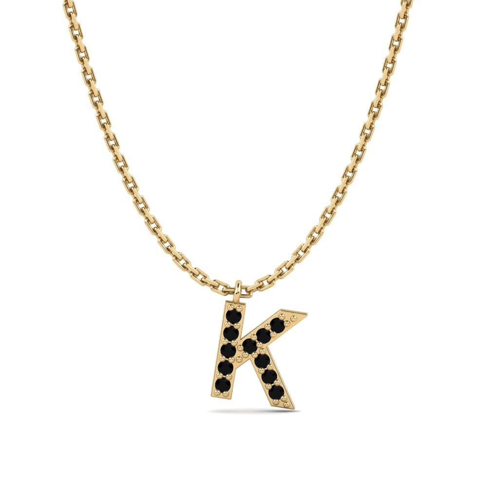 Round Black Sapphire Women's Necklace Avaja - K