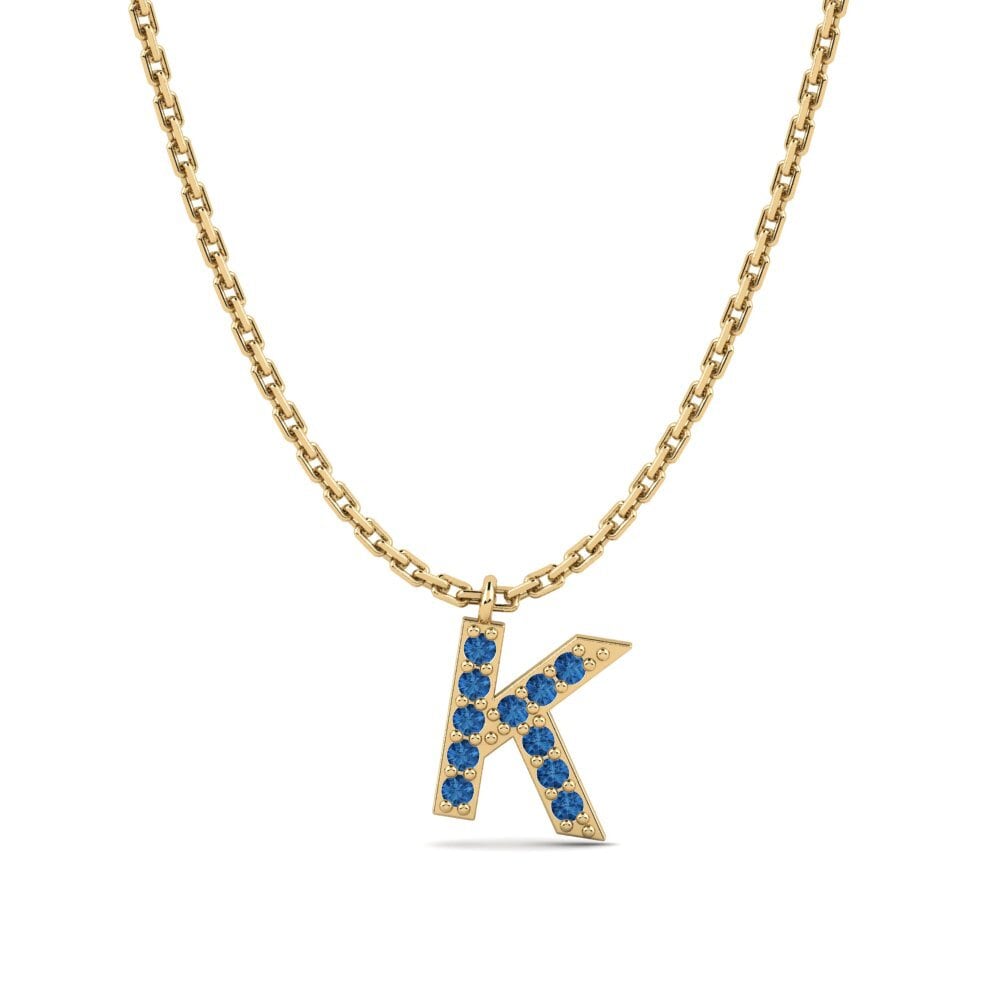 Round Dark Blue Zirconia Women's Necklace Avaja - K