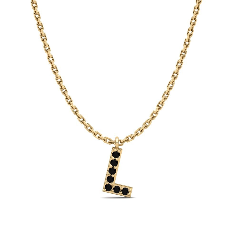 Round Black Sapphire Women's Necklace Avaja - L