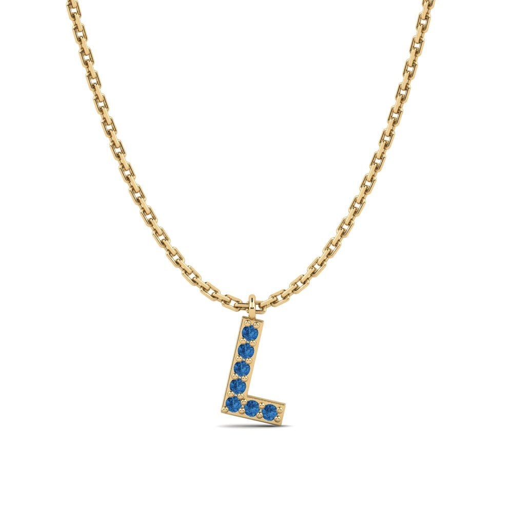 Round Dark Blue Zirconia Women's Necklace Avaja - L