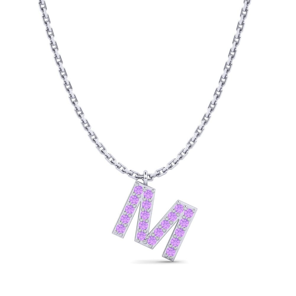 Weiß-Silber Amethyst Damen halskette Avaja - M