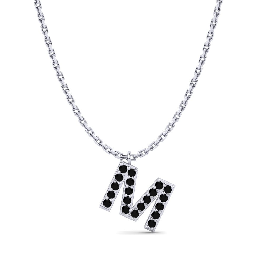 950 Platin Schwarzer Onyx Damen halskette Avaja - M