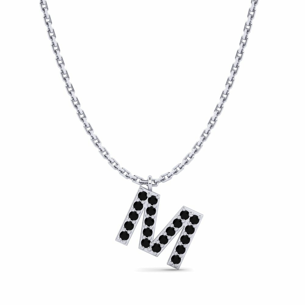 Weißgold 585 Schwarzer Diamant Damen halskette Avaja - M
