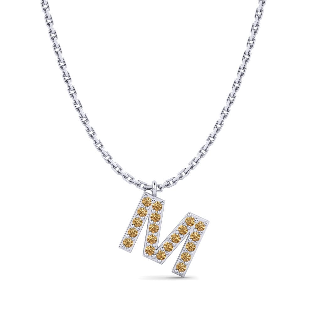 Weiß-Silber Brauner Diamant Damen halskette Avaja - M