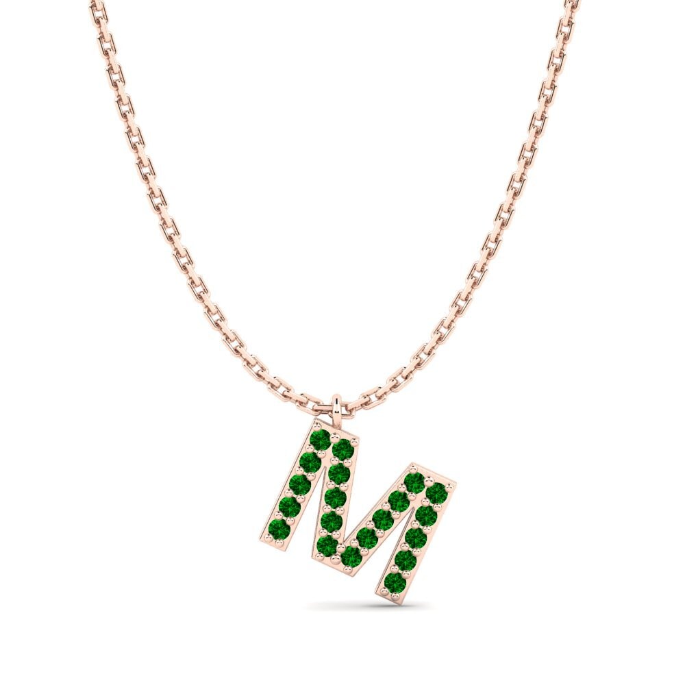 Rotgold 585 Grüner Zirkonia Damen halskette Avaja - M