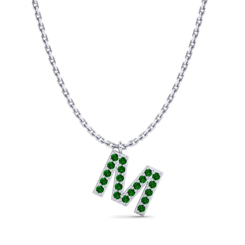 950 Palladium Grüner Zirkonia Damen halskette Avaja - M