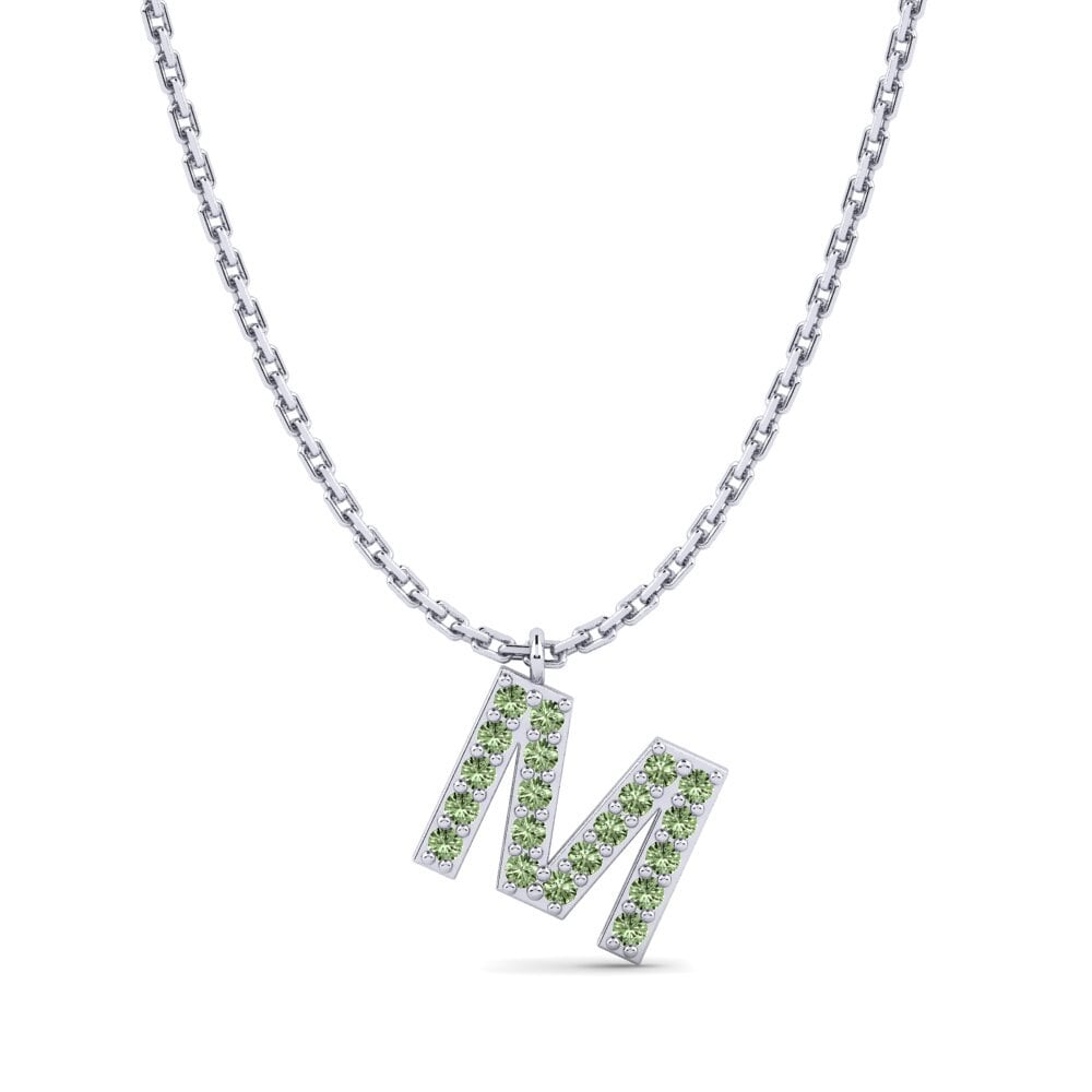 950 Palladium Grüner Diamant Damen halskette Avaja - M