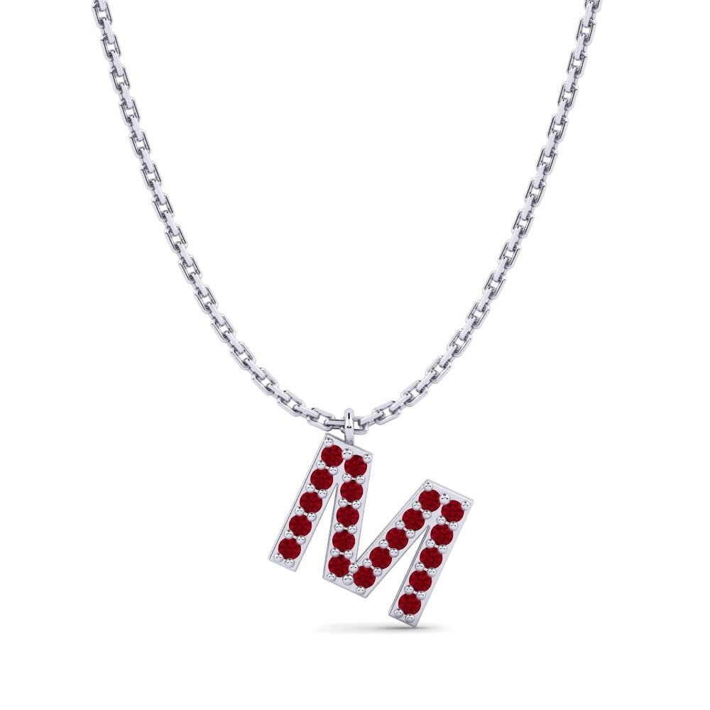 Weißgold 750 Roter Zirkonia Damen halskette Avaja - M