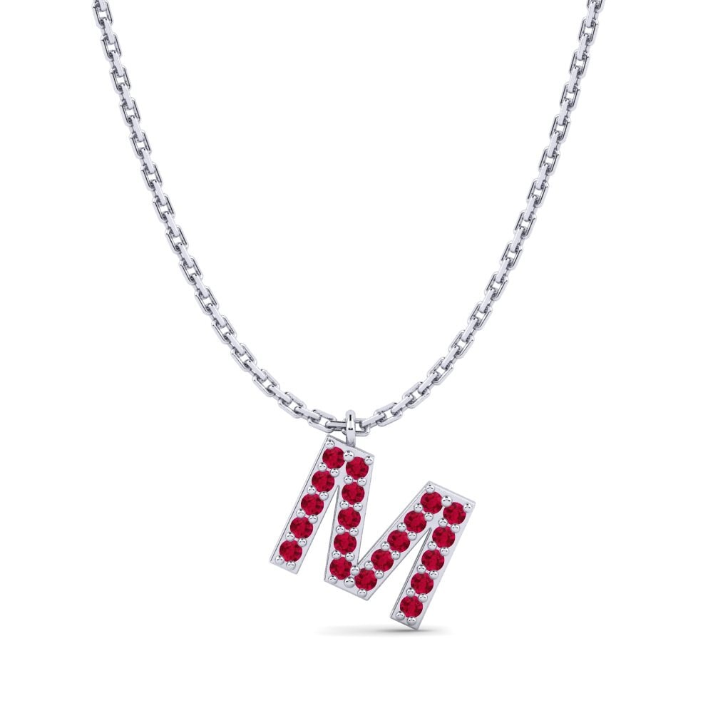 950 Palladium Rubin Damen halskette Avaja - M