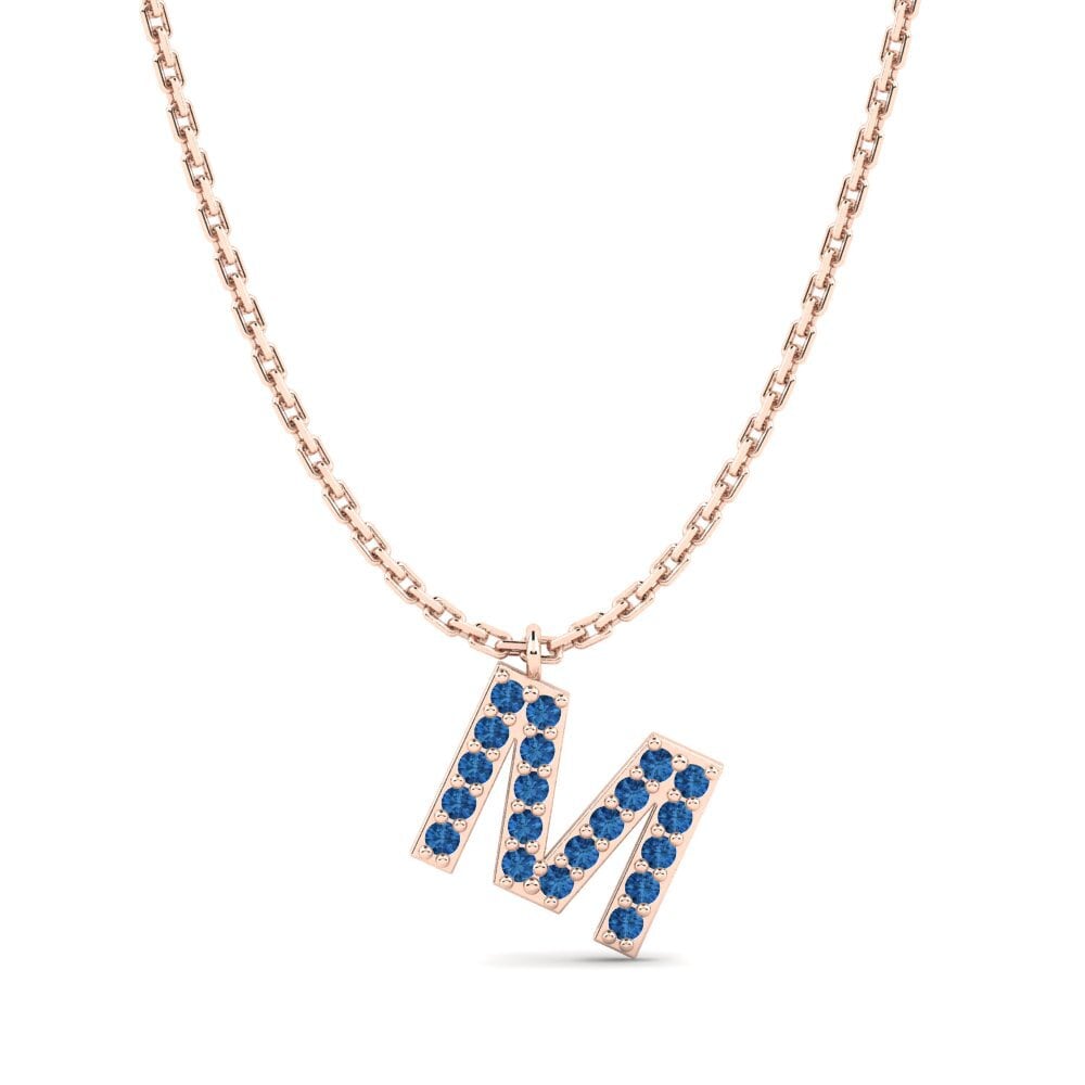 Rotgold 585 Dunkelblauer Zirkonia Damen halskette Avaja - M