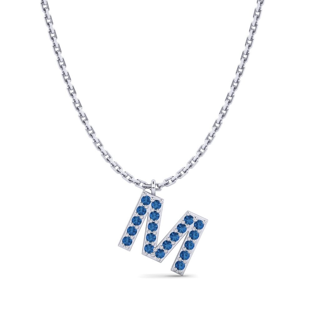 950 Palladium Dunkelblauer Zirkonia Damen halskette Avaja - M