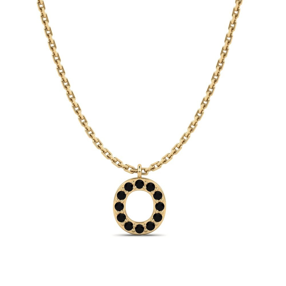 Rund Schwarzer Onyx Damen halskette Avaja - O
