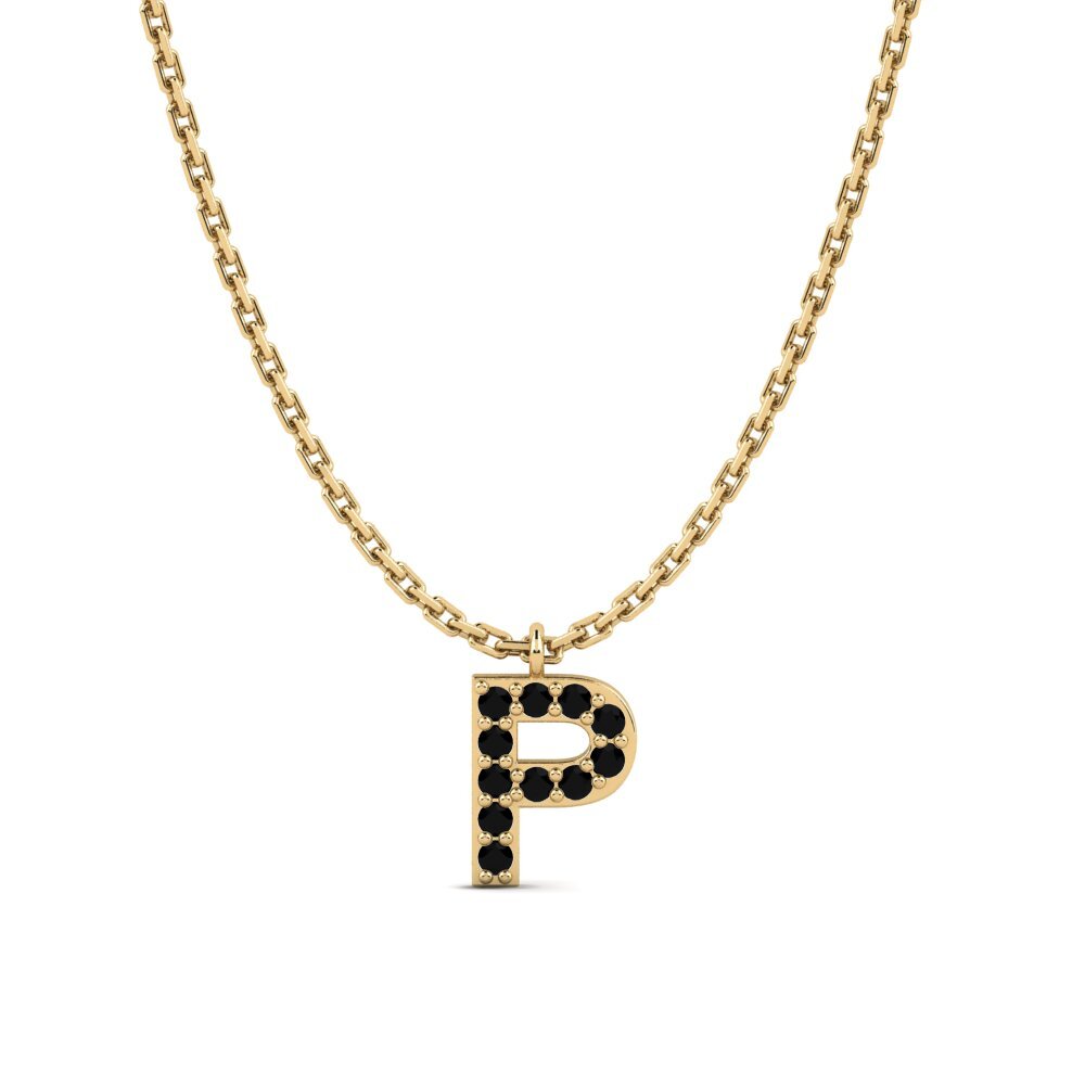 Round Black Sapphire Women's Necklace Avaja - P