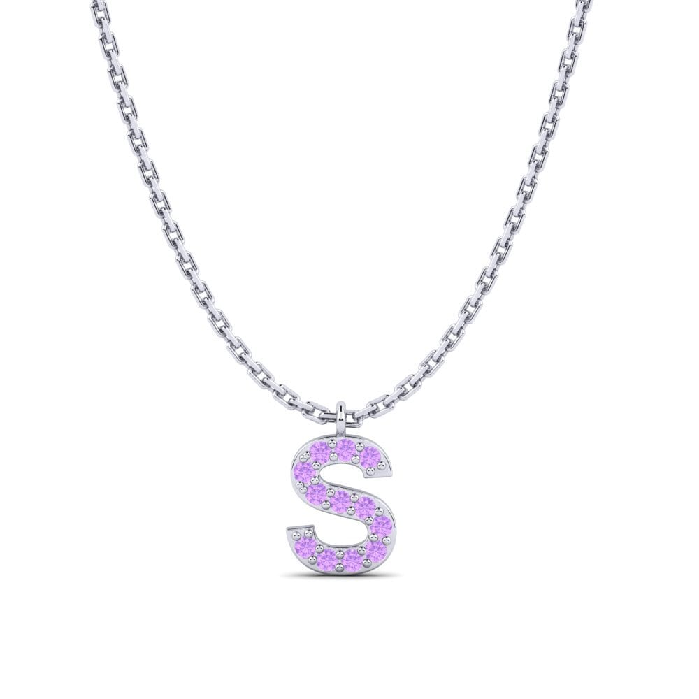 Weiß-Silber Amethyst Damen halskette Avaja - S