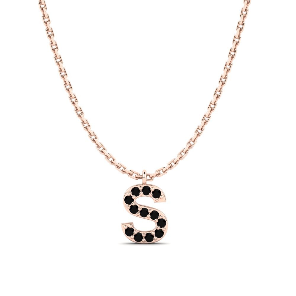 Rotgold 585 Schwarzer Diamant Damen halskette Avaja - S