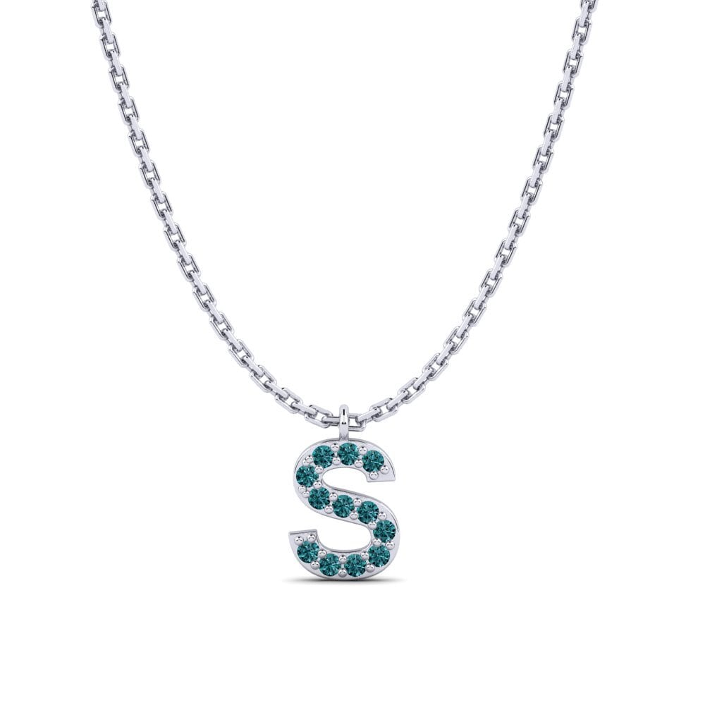 Weißgold 375 Blauer Diamant Damen halskette Avaja - S