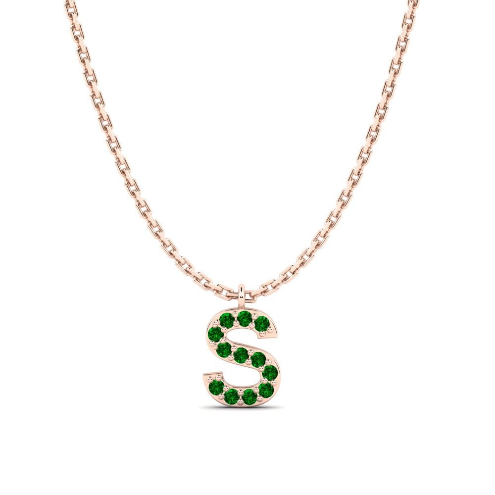 Rotgold 585 Grüner Zirkonia Damen halskette Avaja - S