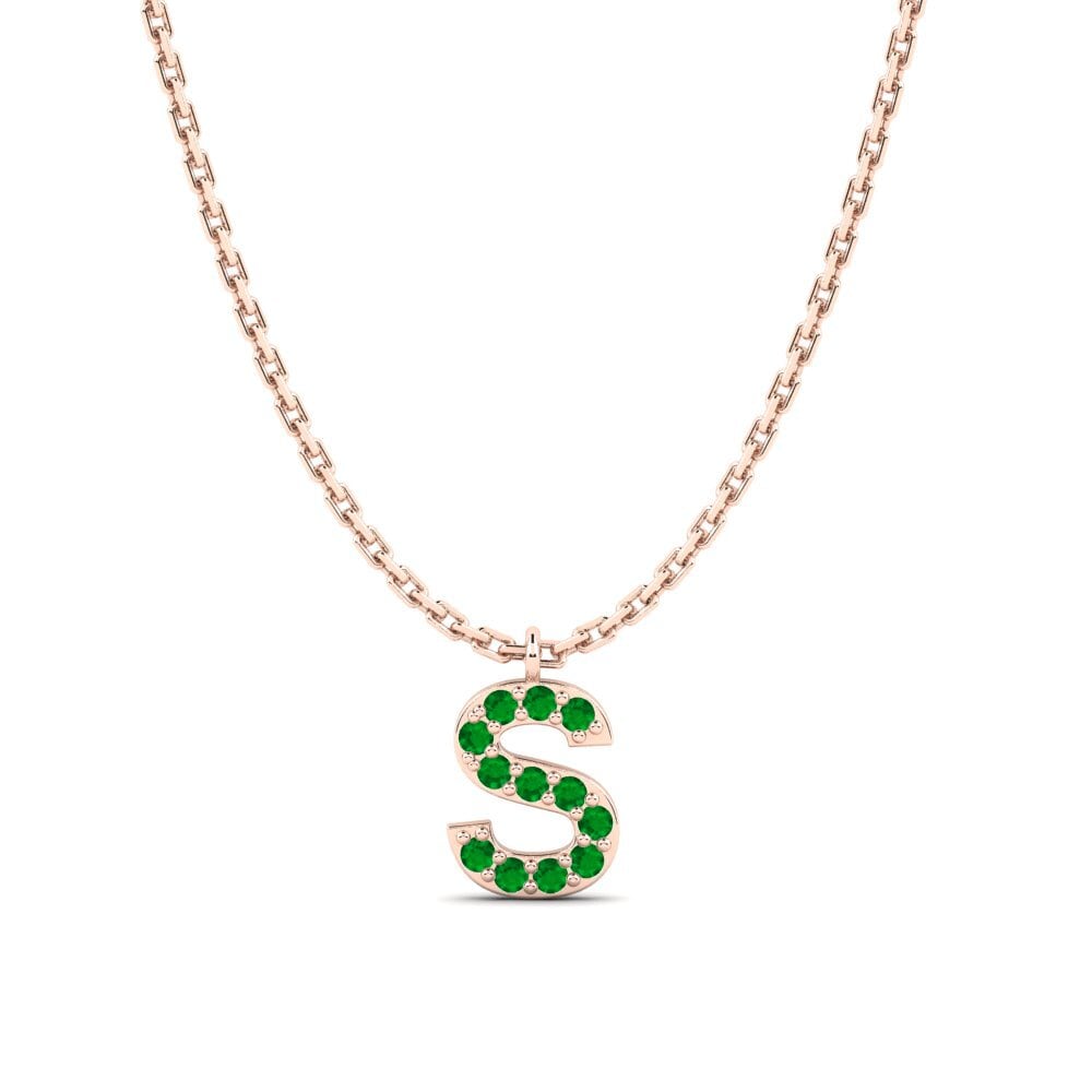 Rotgold 585 Smaragd Damen halskette Avaja - S