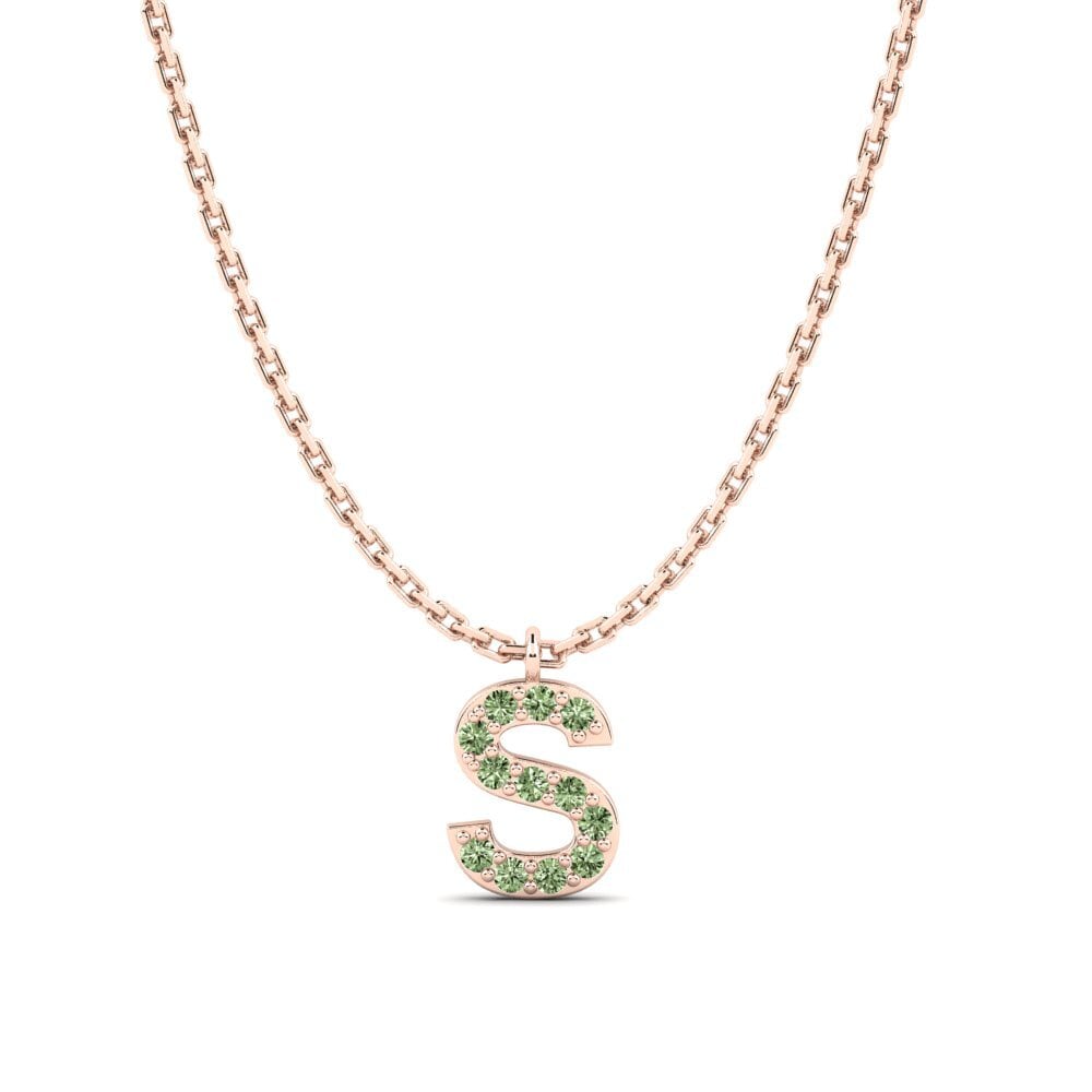 Rotgold 585 Grüner Diamant Damen halskette Avaja - S