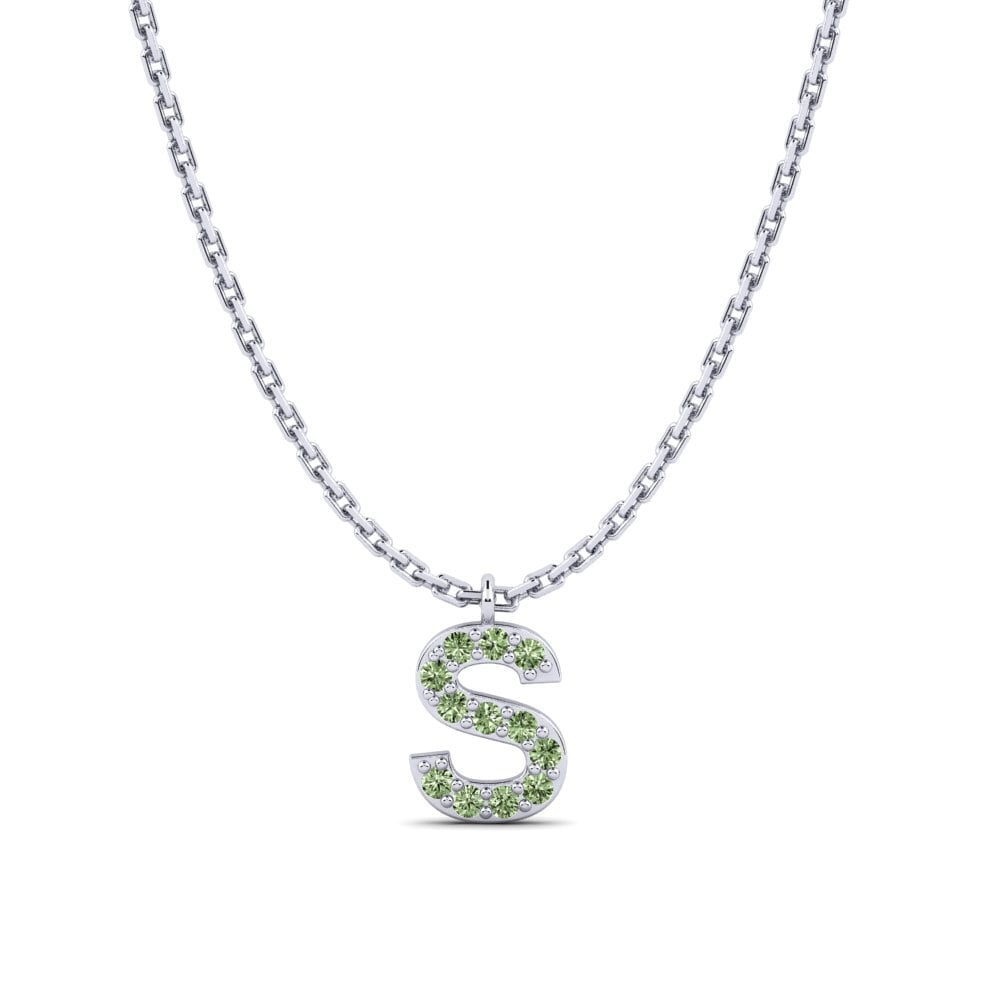 950 Palladium Grüner Diamant Damen halskette Avaja - S