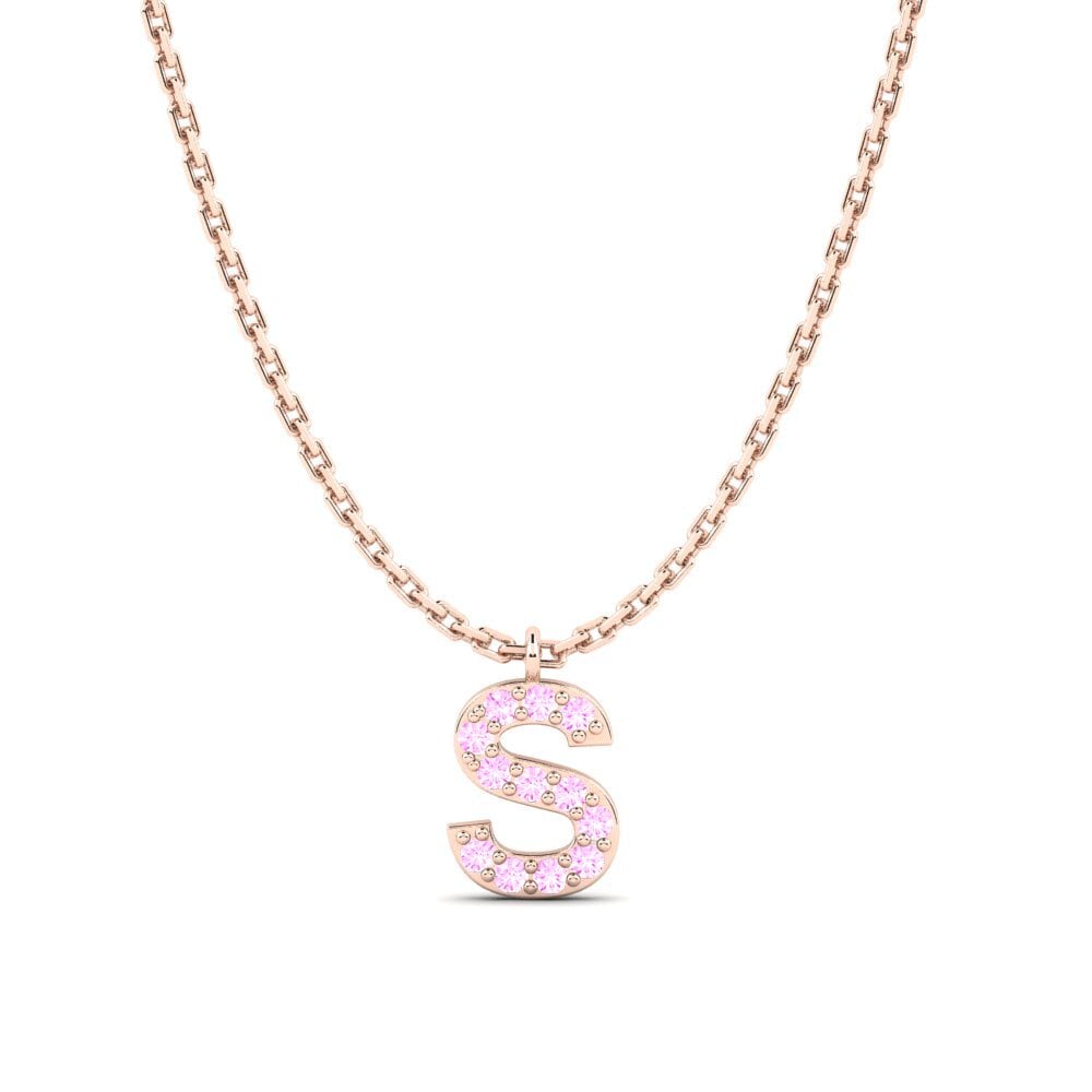 Rotgold 750 Rosa Saphir Damen halskette Avaja - S