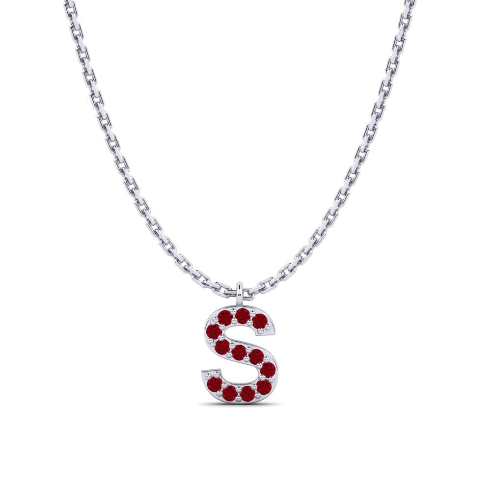 Weißgold 750 Roter Zirkonia Damen halskette Avaja - S