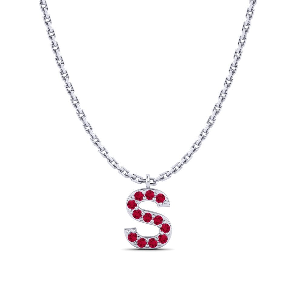 950 Palladium Rubin Damen halskette Avaja - S
