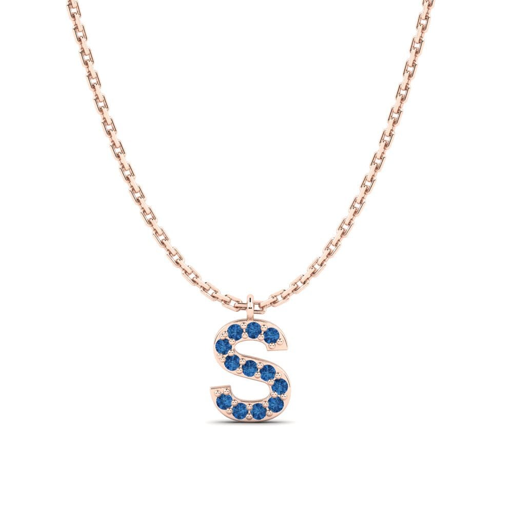 Rotgold 585 Dunkelblauer Zirkonia Damen halskette Avaja - S