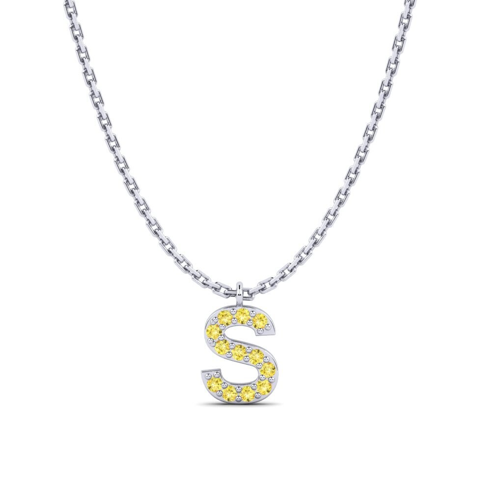 Weißgold 750 Gelber Saphir Damen halskette Avaja - S