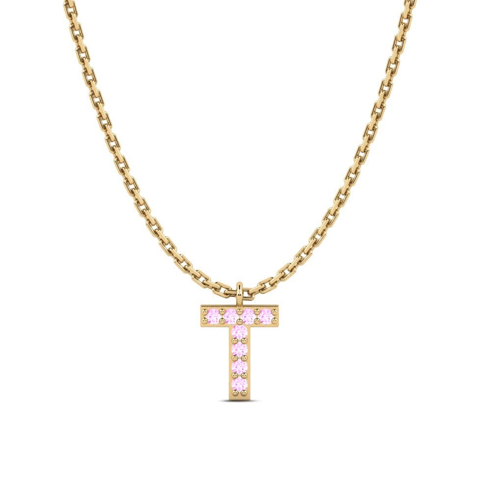 Rund Rosa Saphir Damen halskette Avaja - T