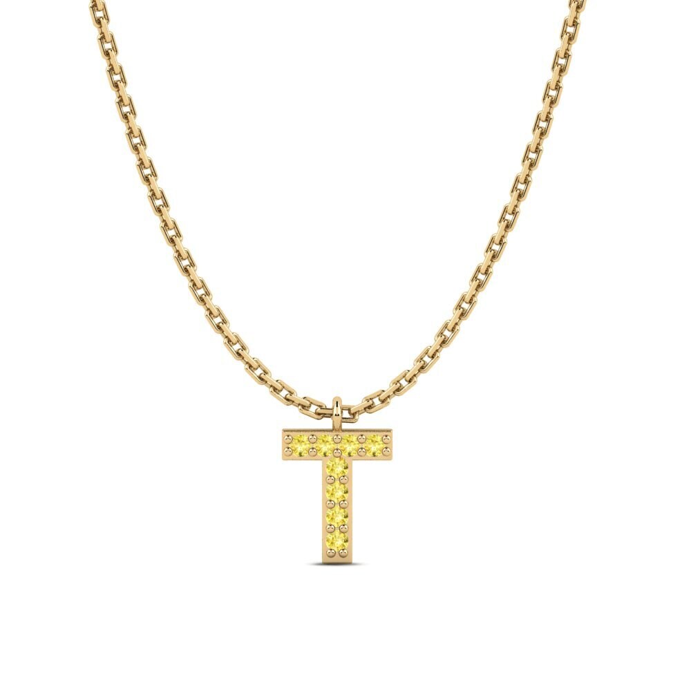 Round Yellow Sapphire Women's Necklace Avaja - T