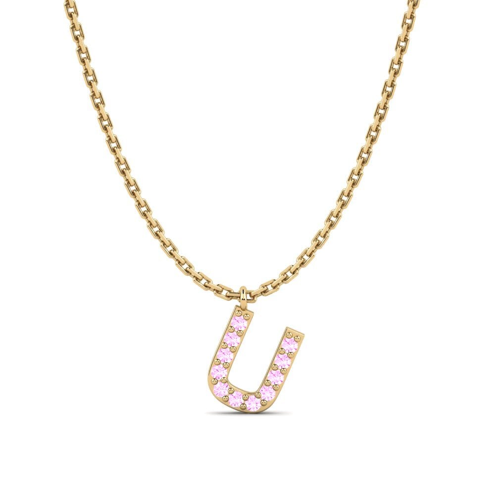 Rund Rosa Saphir Damen halskette Avaja - U
