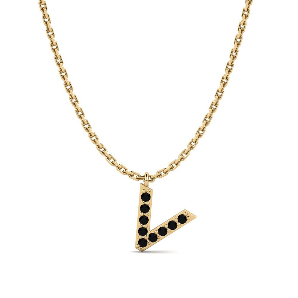 Round Black Sapphire Women's Necklace Avaja - V
