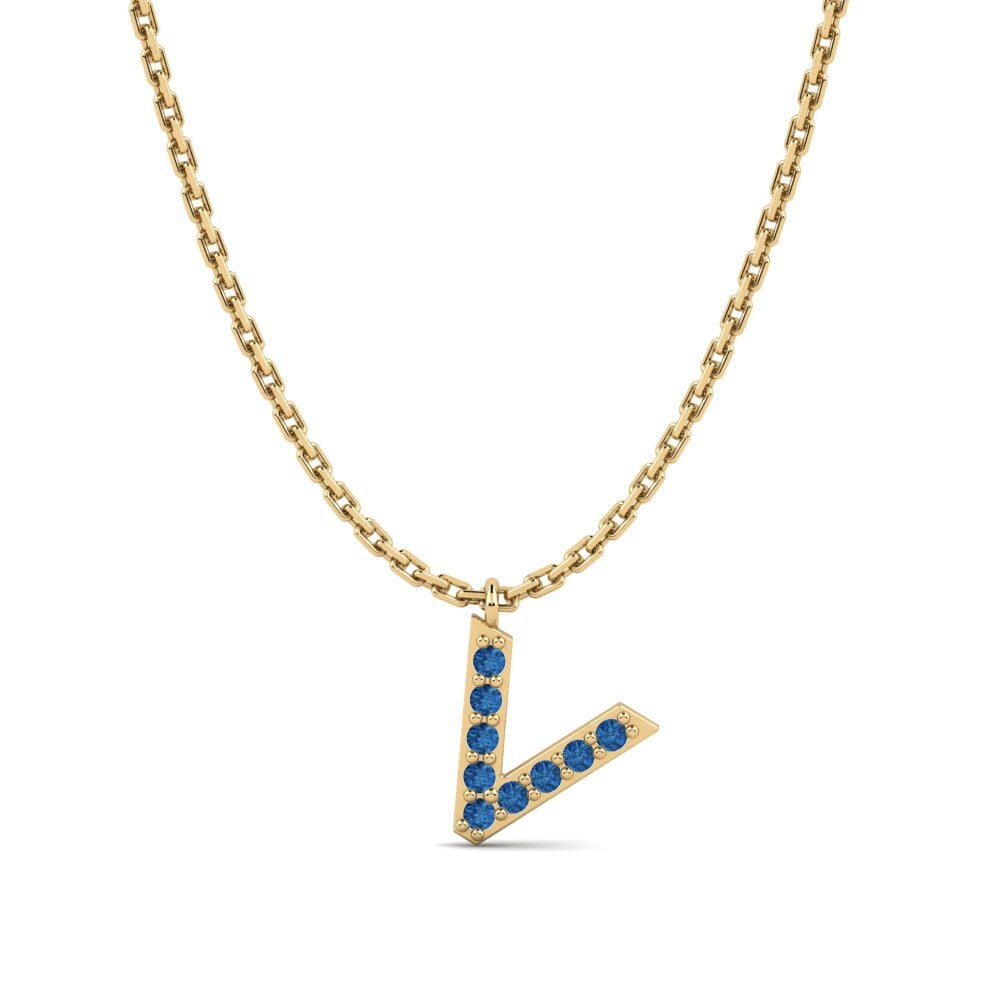 Round Dark Blue Zirconia Women's Necklace Avaja - V