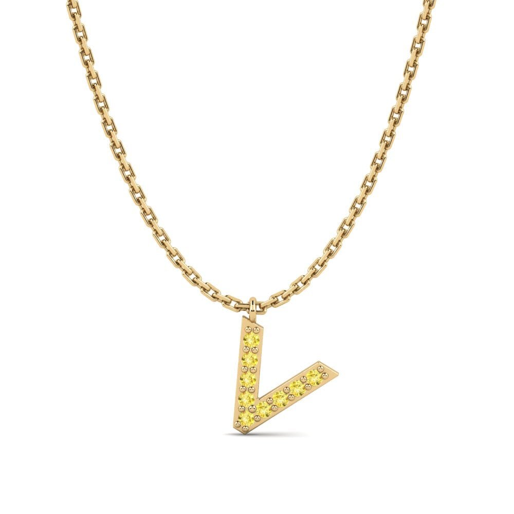 Round Yellow Sapphire Women's Necklace Avaja - V