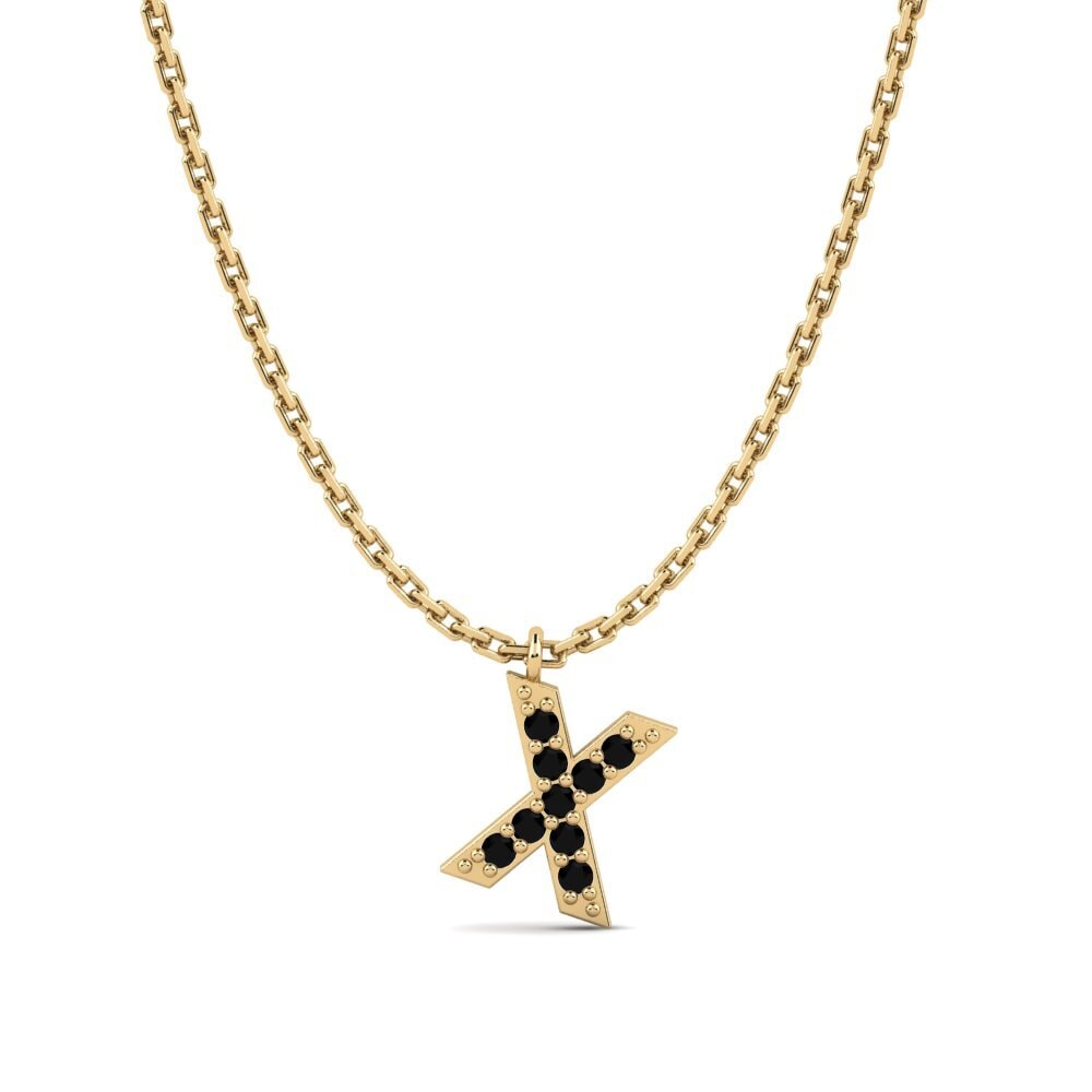 Round Black Sapphire Women's Necklace Avaja - X