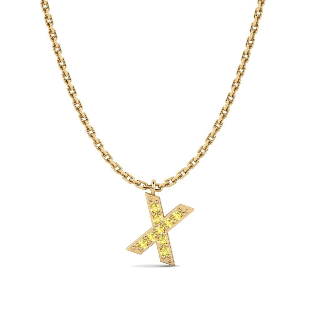 Round Yellow Sapphire Women's Necklace Avaja - X