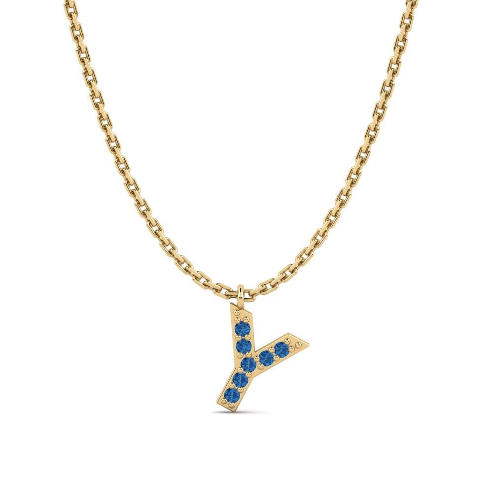 Round Dark Blue Zirconia Women's Necklace Avaja - Y
