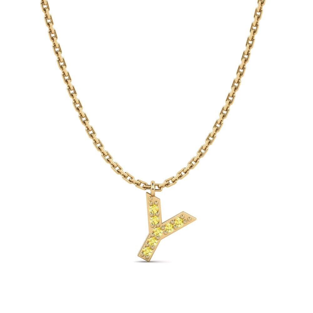 Round Yellow Sapphire Women's Necklace Avaja - Y