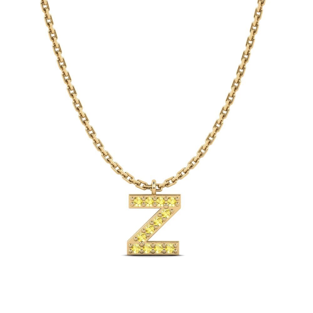 Round Yellow Sapphire Women's Necklace Avaja - Z