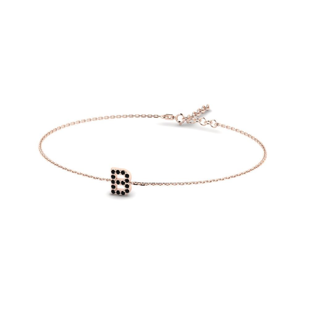 9ct Rose Gold Black Sapphire Women's Bracelet Intaba - B
