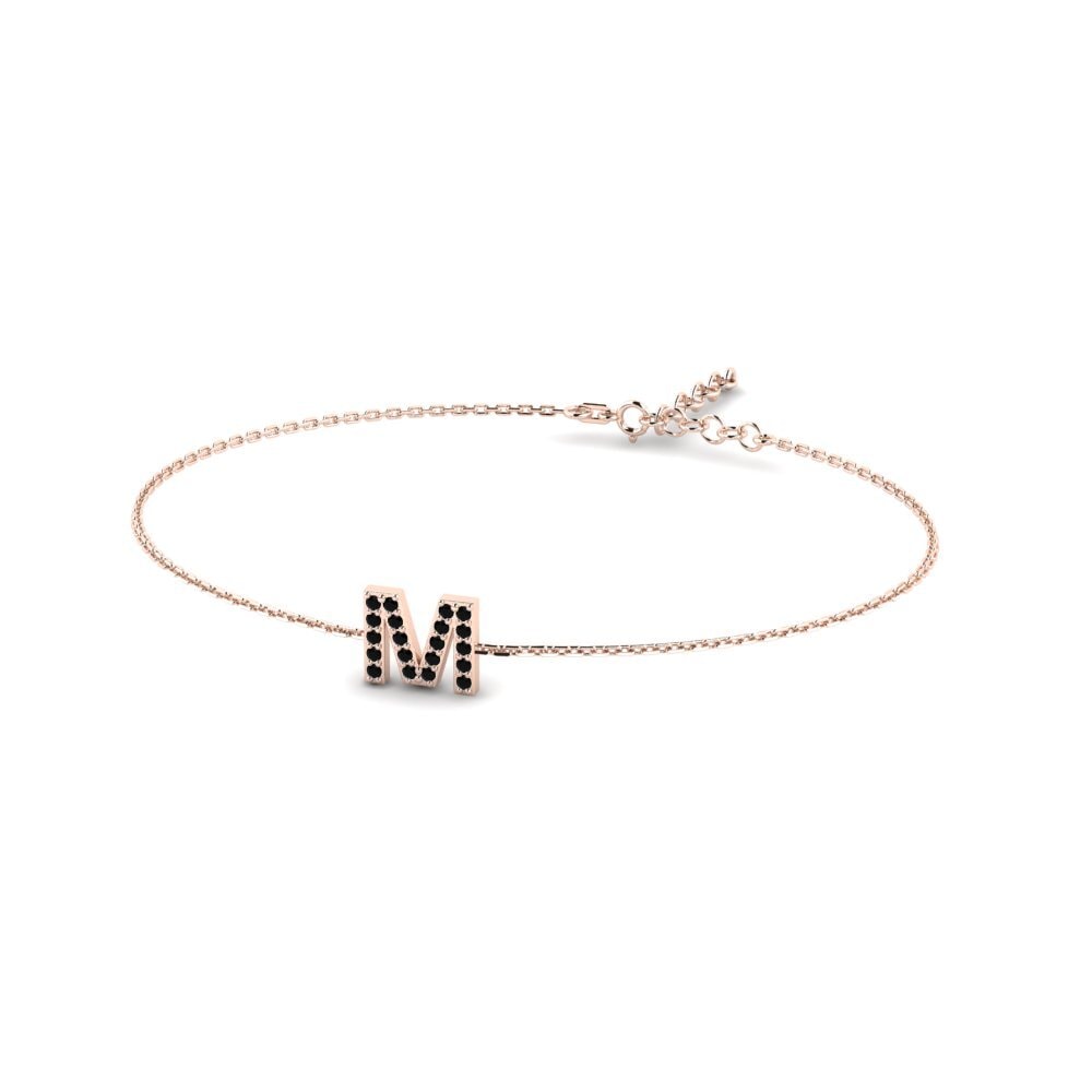 9ct Rose Gold Black Sapphire Women's Bracelet Intaba - M