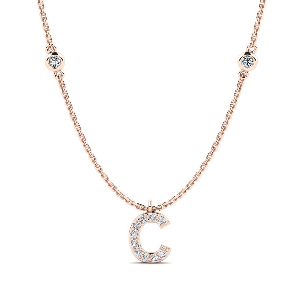 Rotgold 375 Zirkonia Damen halskette Kani - C