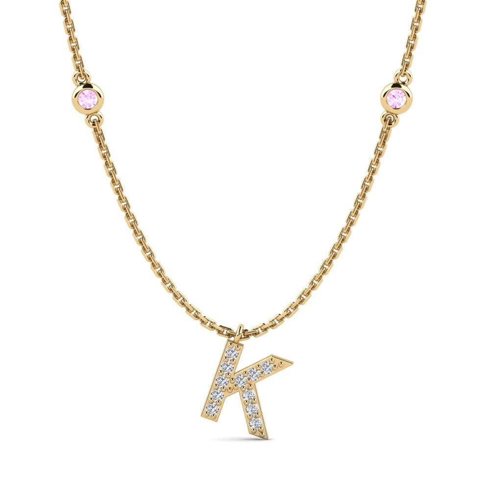 Rund Rosa Saphir Damen halskette Kani - K