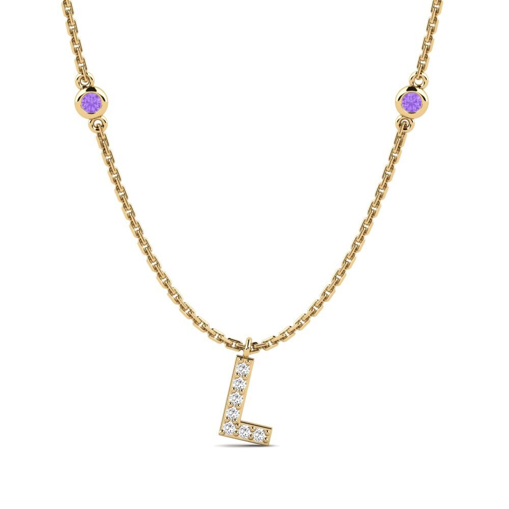 Rund Amethyst Damen halskette Kani - L