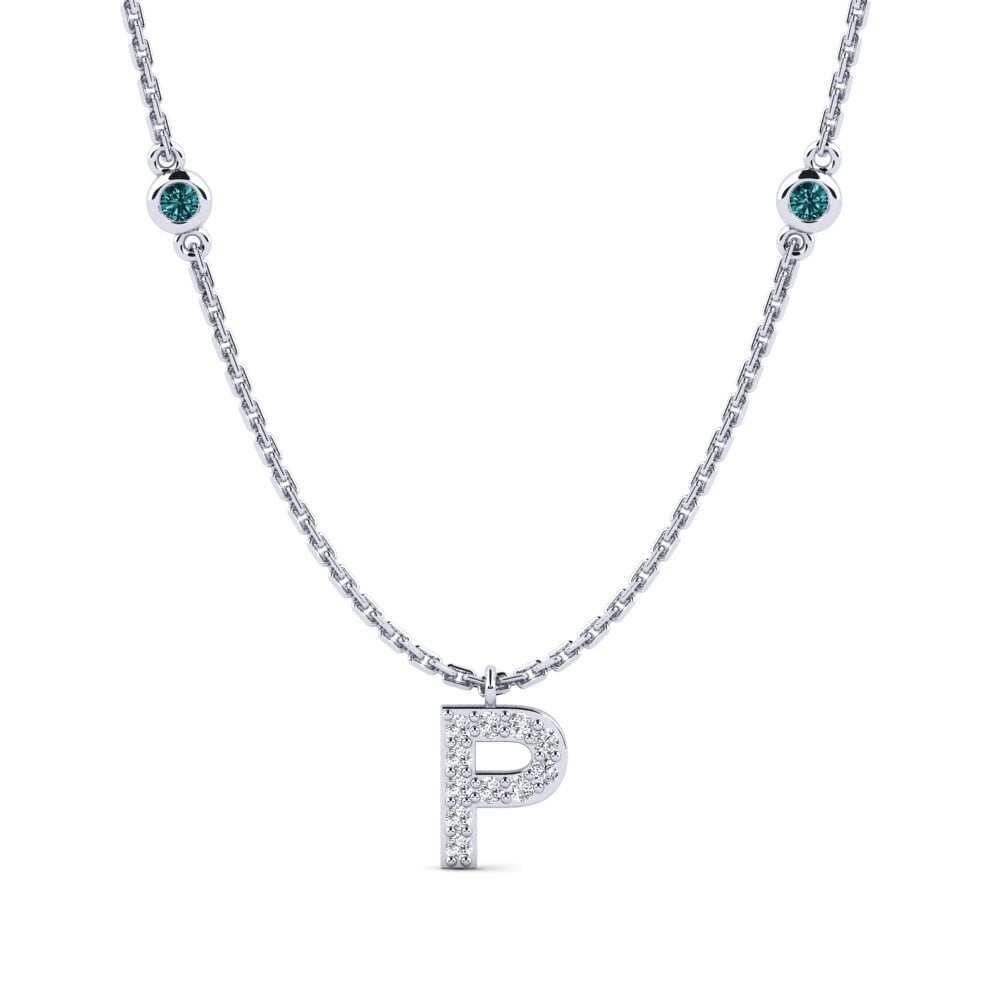 Weißgold 375 Blauer Diamant Damen halskette Kani - P
