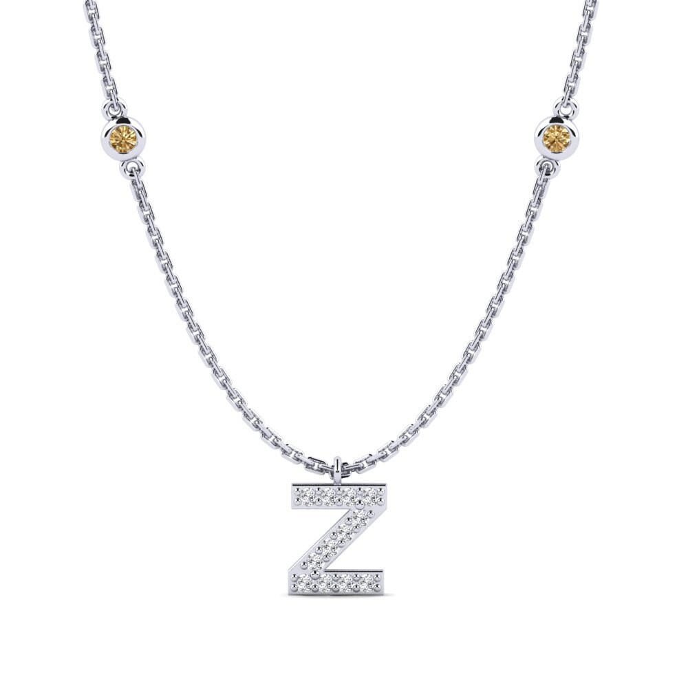 Weiß-Silber Brauner Diamant Damen halskette Kani - Z