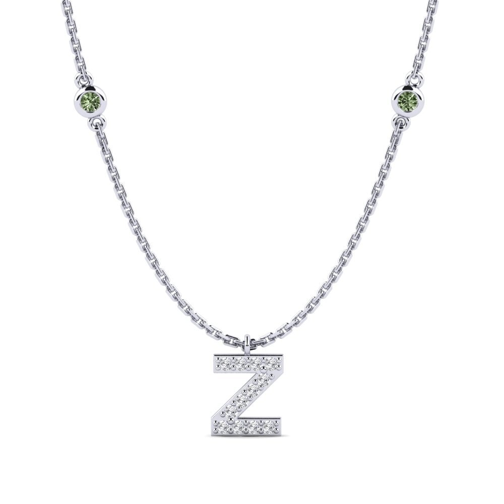 950 Palladium Grüner Diamant Damen halskette Kani - Z